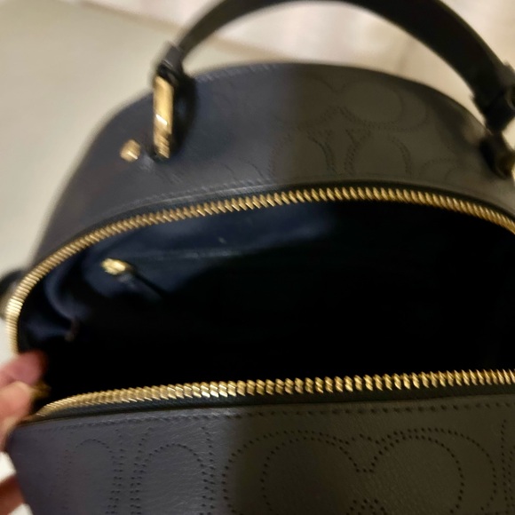 Coach Navy Leather Backpack with Gold Accents - Picture 3 of 3